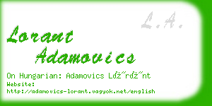lorant adamovics business card